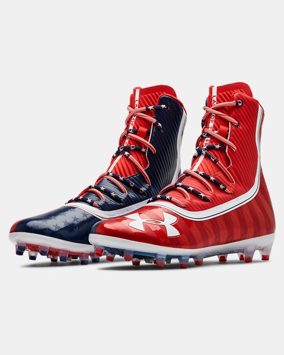 New Mens Under Armour Highlight MC Football Cleats Red White Sz 9 M 